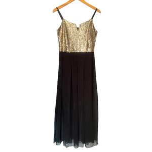 Spense black and Gold sequins evenings dress size 14P